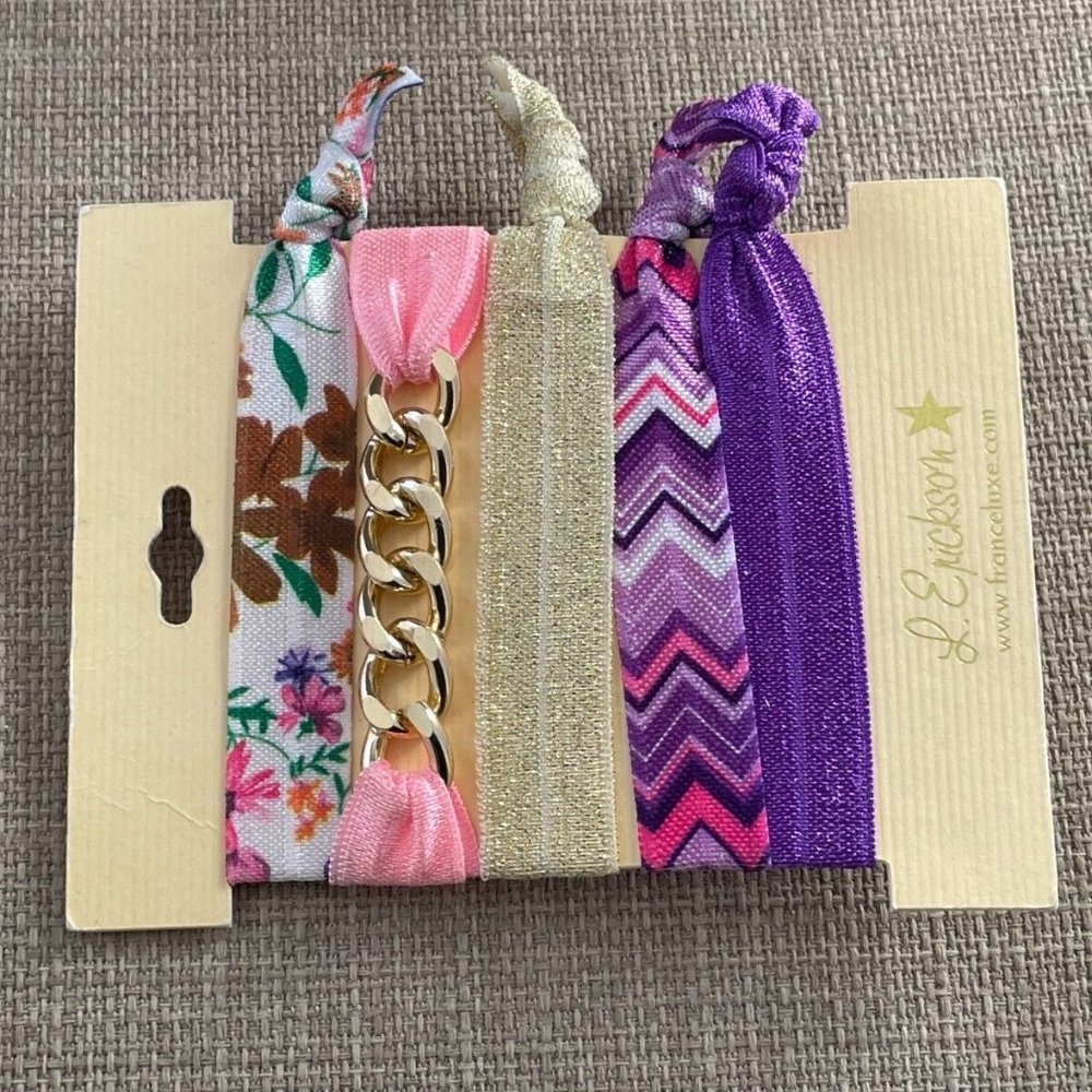 France Luxe Hair Pony Tail L. Erickson Multi color Hair Accesory Set of 5